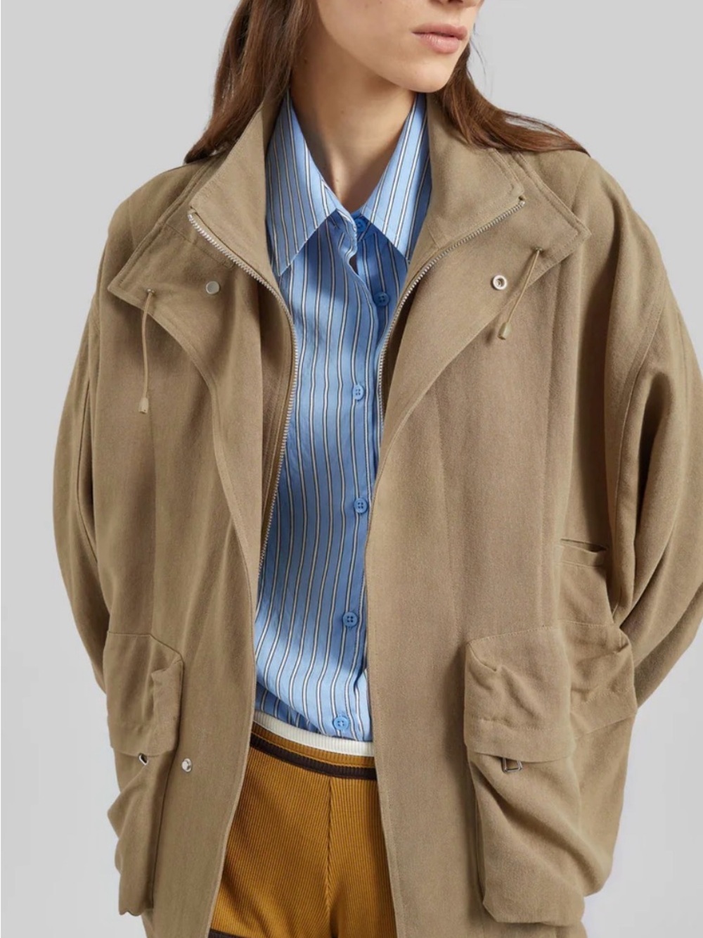 The Frankie Shop Beige Utility Jacket with High Collar - Picture 6 of 8